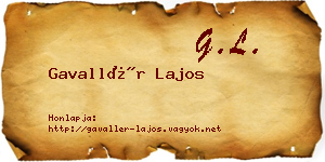 Gavallér Lajos névjegykártya